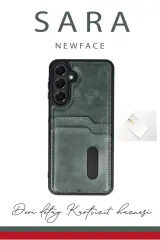 Newface Samsung Galaxy A06 Kılıf Sara Kartvizitli Deri Kılıf - Taba