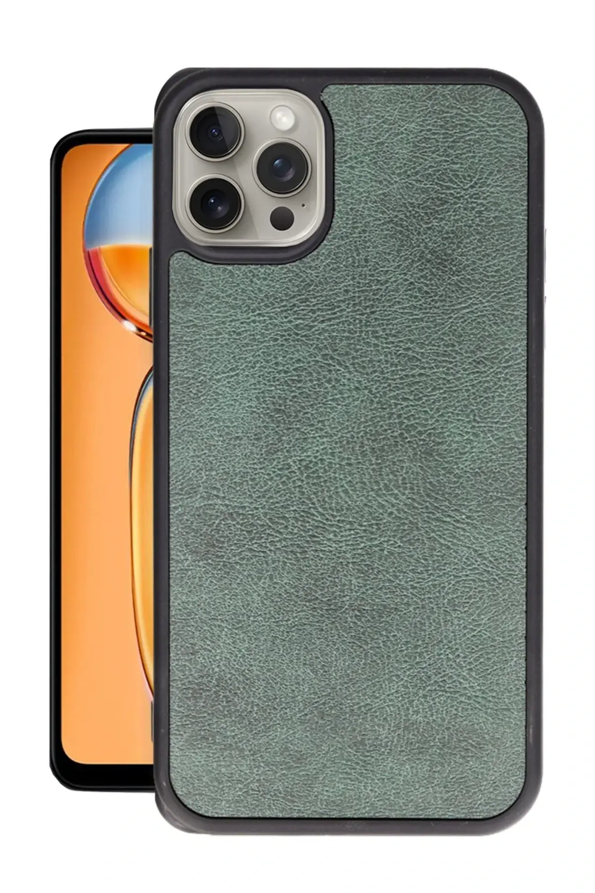 Newface iPhone 15 Pro Max Kılıf Aras Deri Kapak - Koyu Yeşil