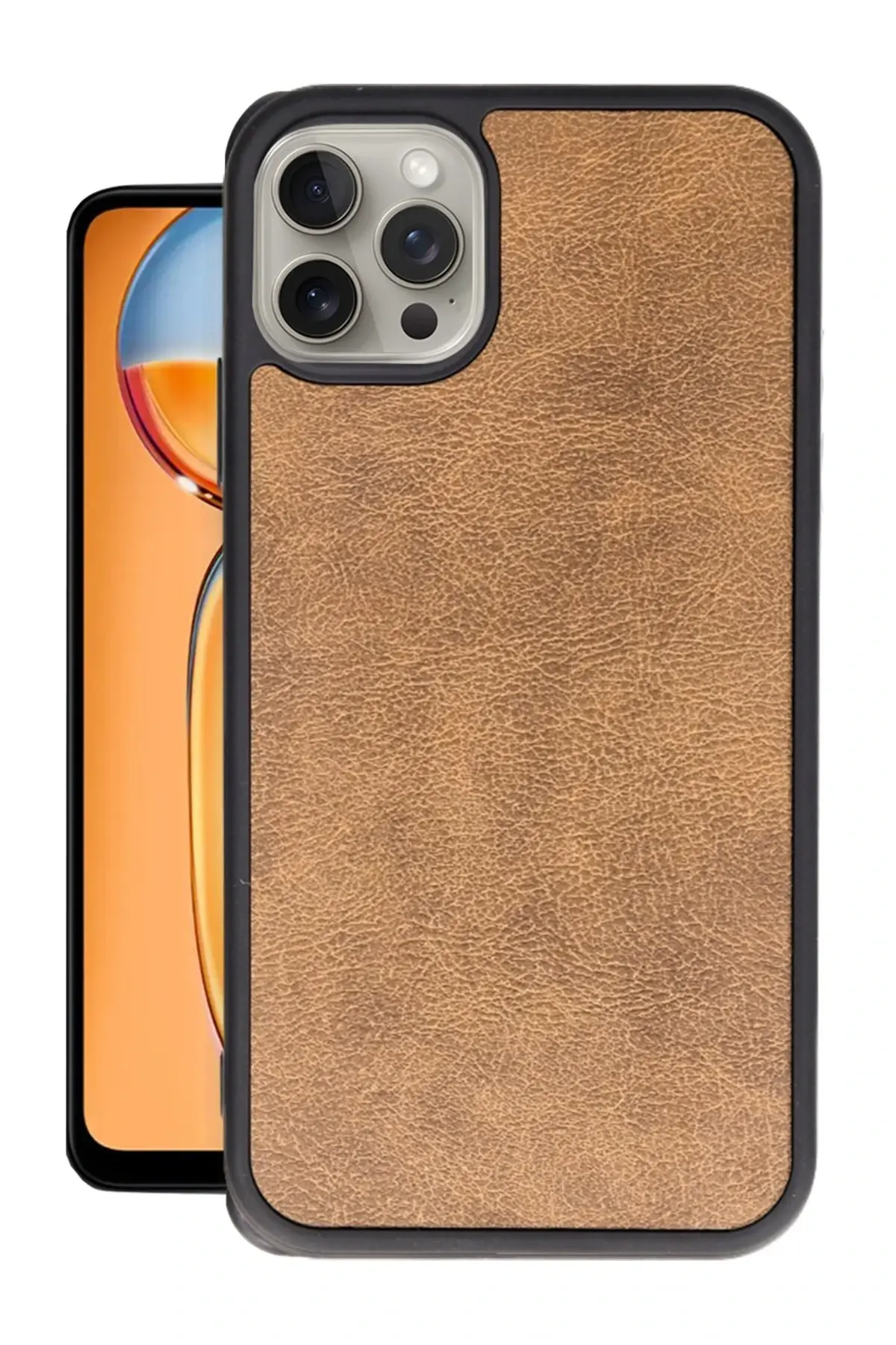 Newface iPhone 15 Pro Max Kılıf Aras Deri Kapak - Taba