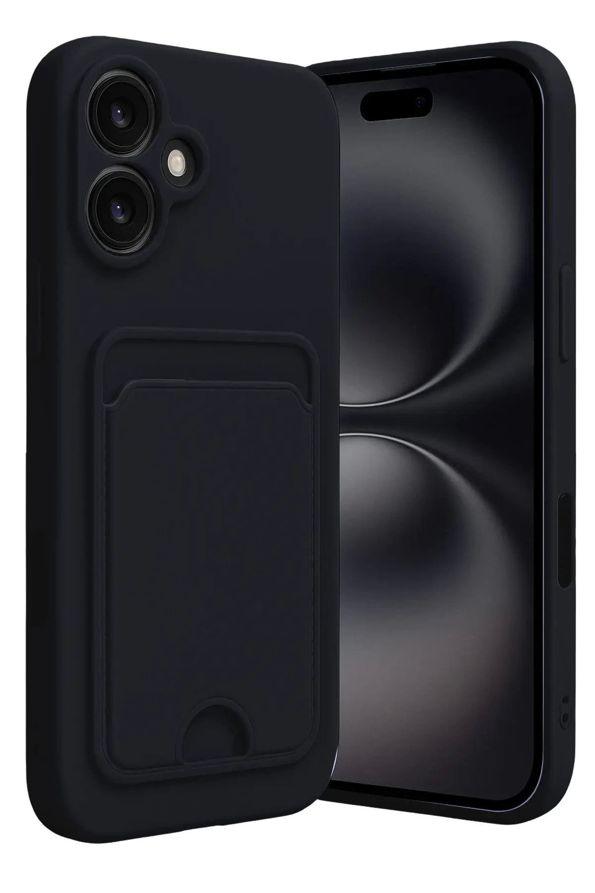 Newface iPhone 16 Kılıf Kelvin Kartvizitli Silikon - Siyah