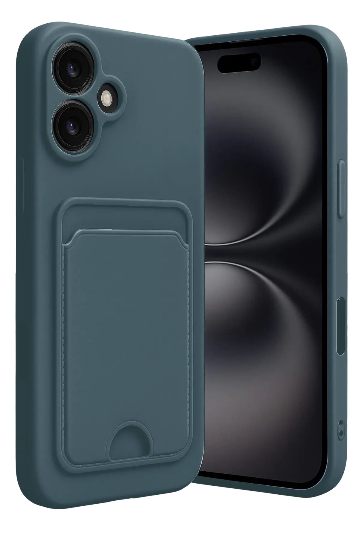 Newface iPhone 16 Kılıf Kelvin Kartvizitli Silikon - Koyu Yeşil