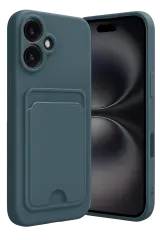 Newface iPhone 16 Kılıf Kelvin Kartvizitli Silikon - Koyu Yeşil