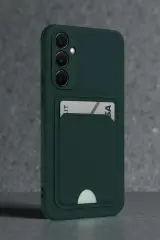 Newface Samsung Galaxy S24 FE Kılıf Kelvin Kartvizitli Silikon - Koyu Yeşil