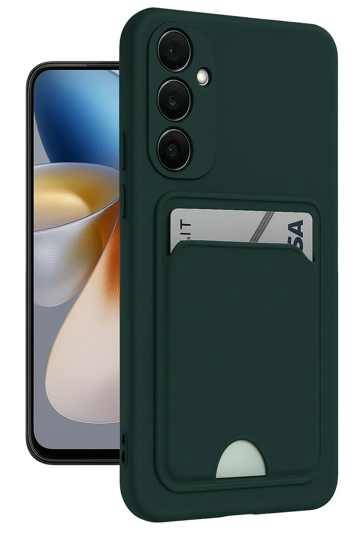 Newface Samsung Galaxy S24 FE Kılıf Kelvin Kartvizitli Silikon - Koyu Yeşil