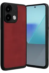 Newface Xiaomi Redmi Note 13 4G Kılıf Aras Deri Kapak - Kırmızı