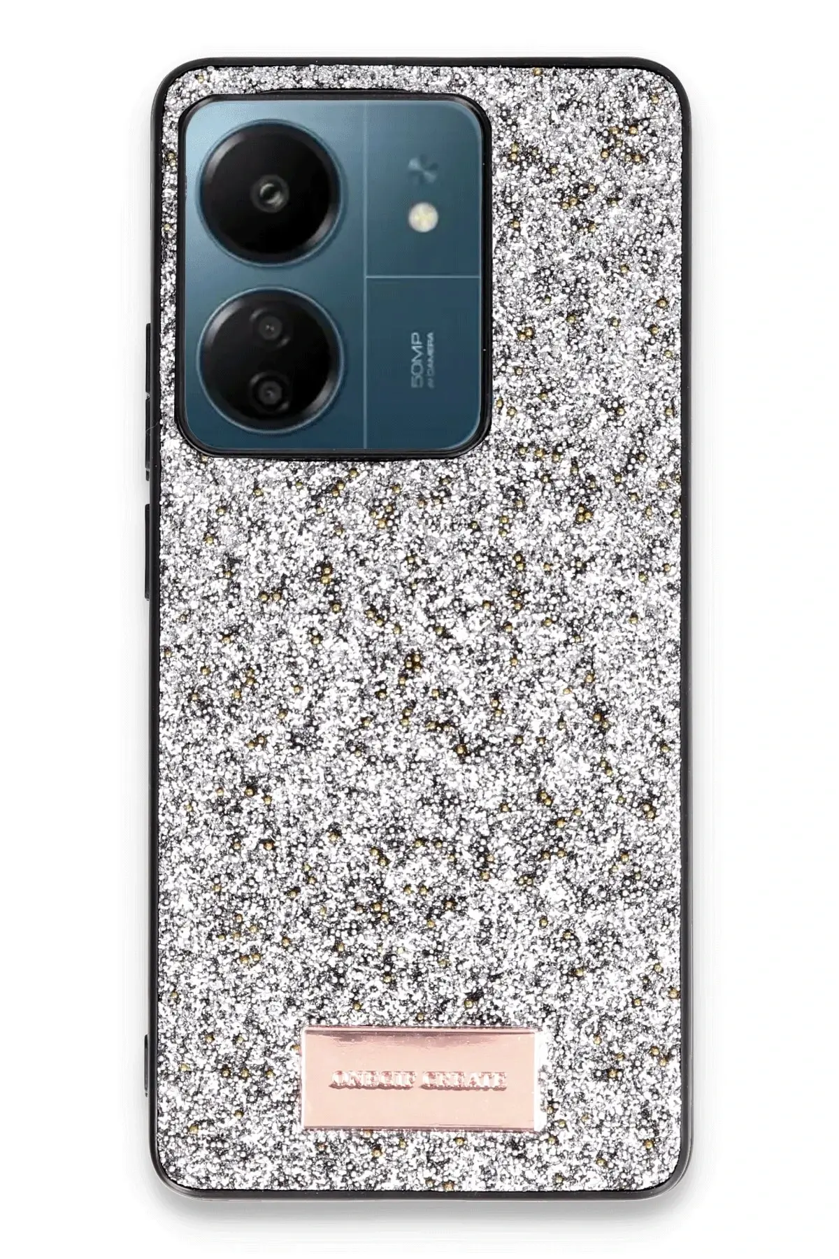 Onegif Xiaomi Redmi 13C Bright Simli Kapak - Gümüş