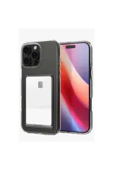Newface iPhone 16 Pro Kılıf Kart Şeffaf Silikon - Şeffaf