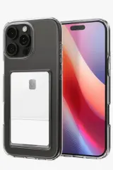 Newface iPhone 16 Pro Max Kılıf Kart Şeffaf Silikon - Şeffaf