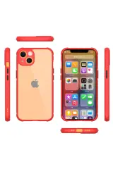 Newface iPhone 13 Mini Kılıf Miami Şeffaf Silikon - Kırmızı