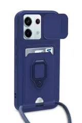 Newface Xiaomi Redmi Note 13 Pro 5G Kılıf Zuma Kartvizitli Yüzüklü Silikon - Lacivert