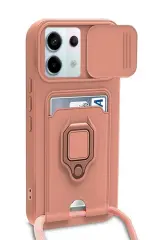Newface Xiaomi Redmi Note 13 Pro 5G Kılıf Zuma Kartvizitli Yüzüklü Silikon - Pembe