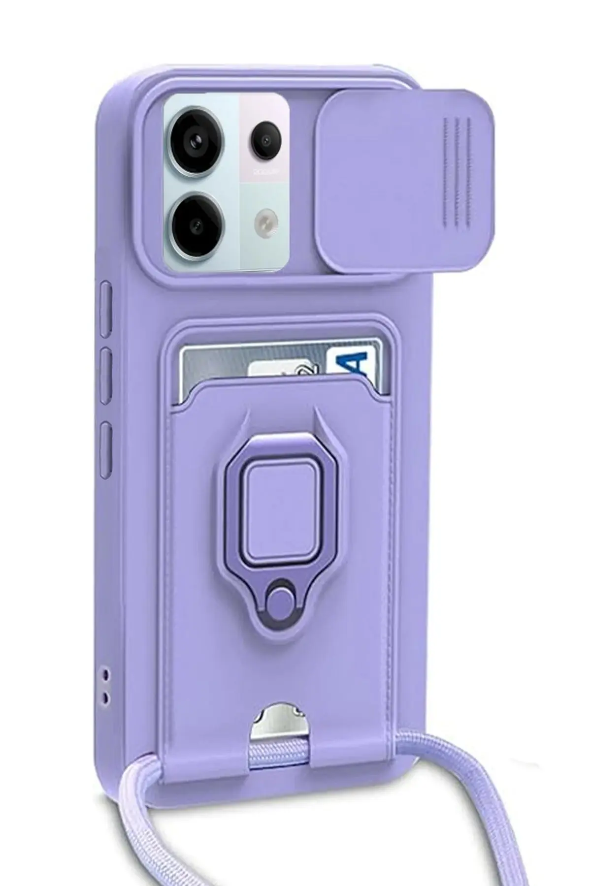 Newface Xiaomi Redmi Note 13 Pro 5G Kılıf Zuma Kartvizitli Yüzüklü Silikon - Lila