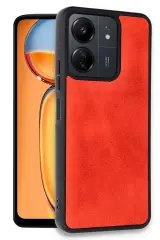 Newface Xiaomi Redmi 13C Kılıf Aras Deri Kapak - Kırmızı
