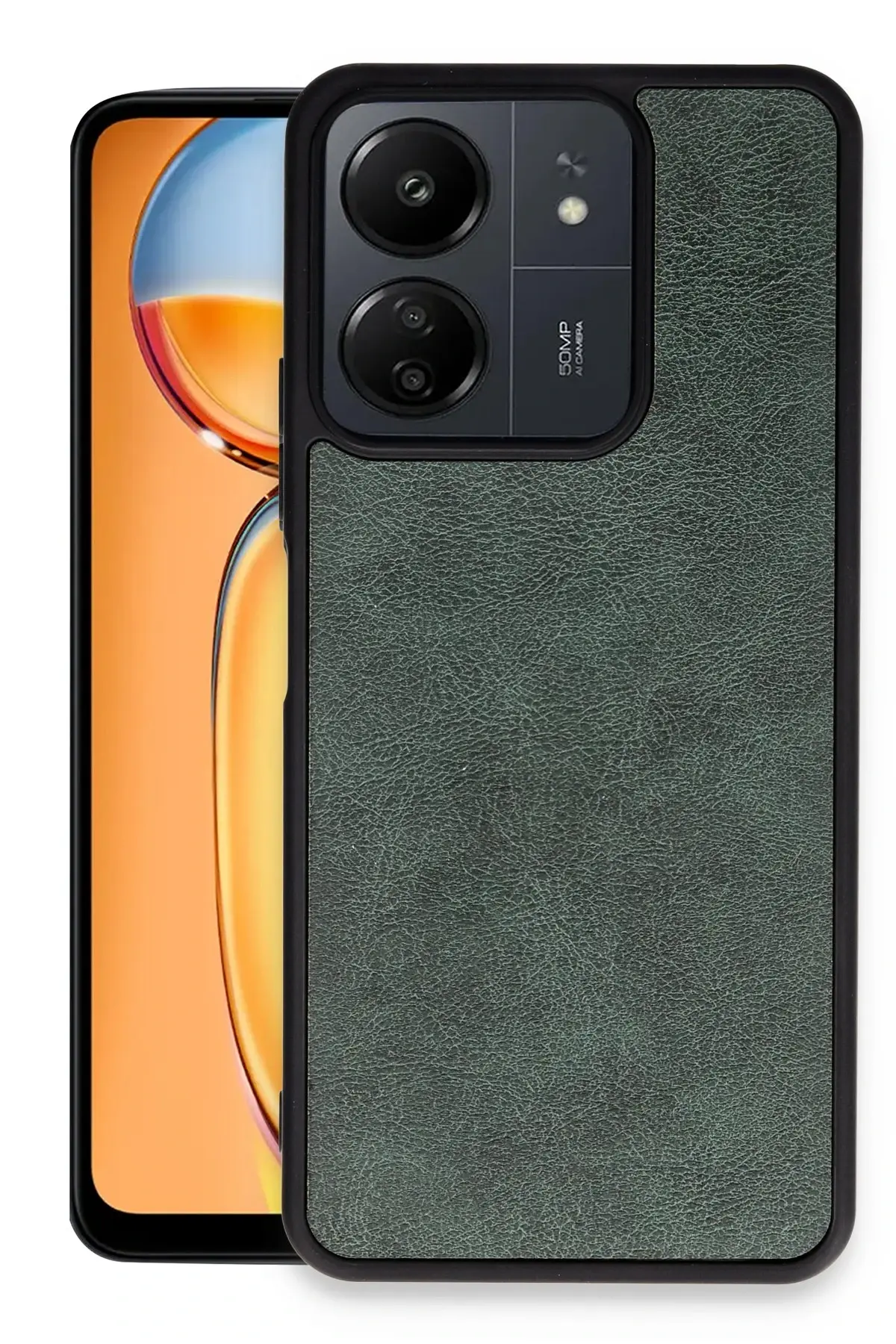 Newface Xiaomi Redmi 13C Kılıf Aras Deri Kapak - Koyu Yeşil