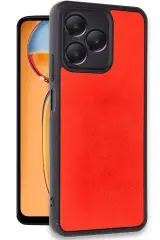 Newface Realme Note 50 4G Kılıf Aras Deri Kapak - Kırmızı