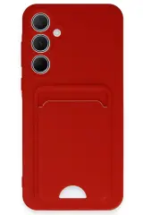 Newface Samsung Galaxy A35 5G Kılıf Kelvin Kartvizitli Silikon - Kırmızı