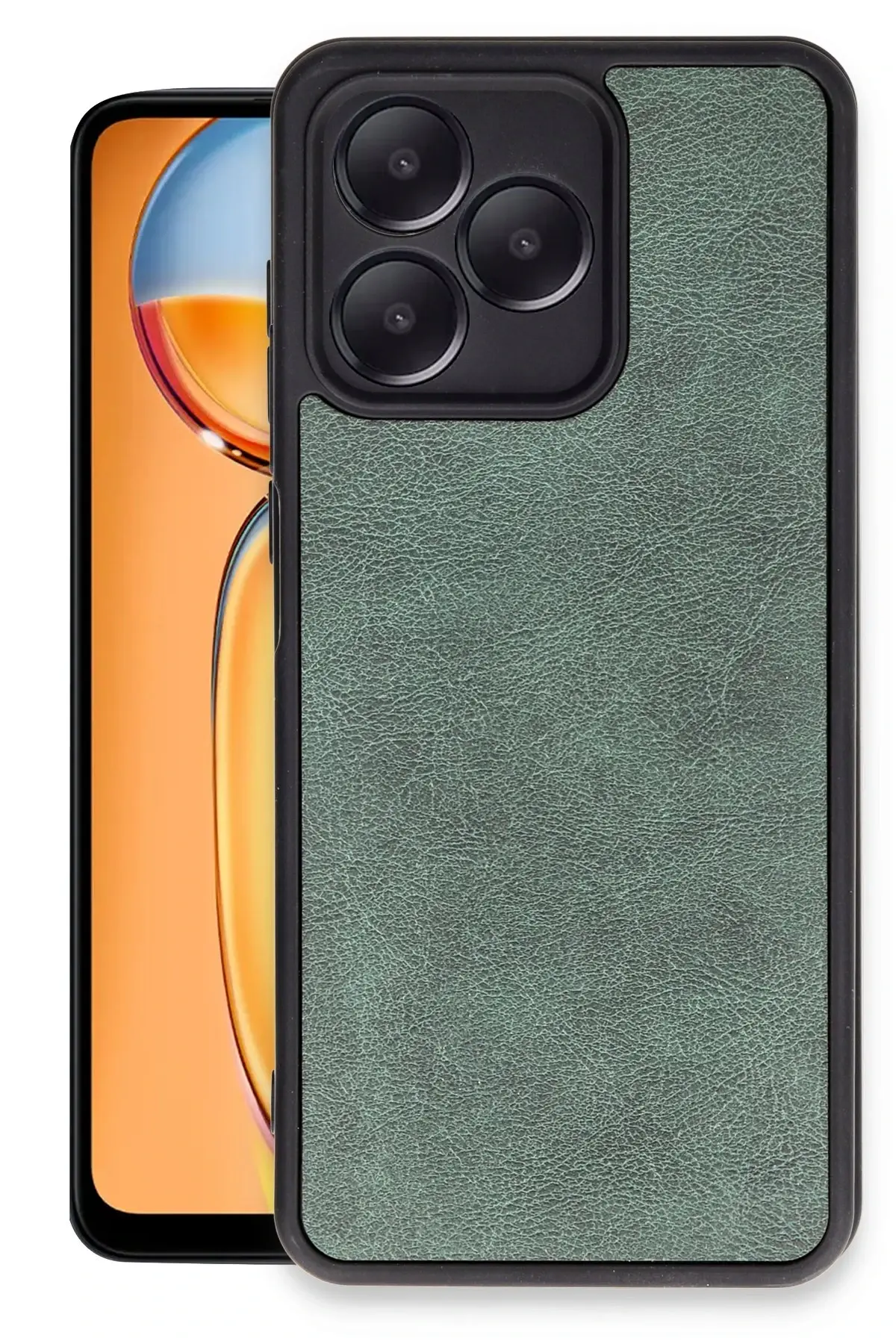 Newface Realme Note 50 4G Kılıf Aras Deri Kapak - Koyu Yeşil