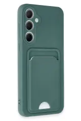 Newface Samsung Galaxy A35 5G Kılıf Kelvin Kartvizitli Silikon - Koyu Yeşil