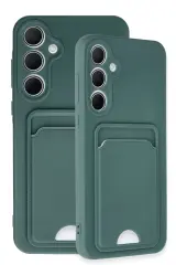 Newface Samsung Galaxy A35 5G Kılıf Kelvin Kartvizitli Silikon - Koyu Yeşil