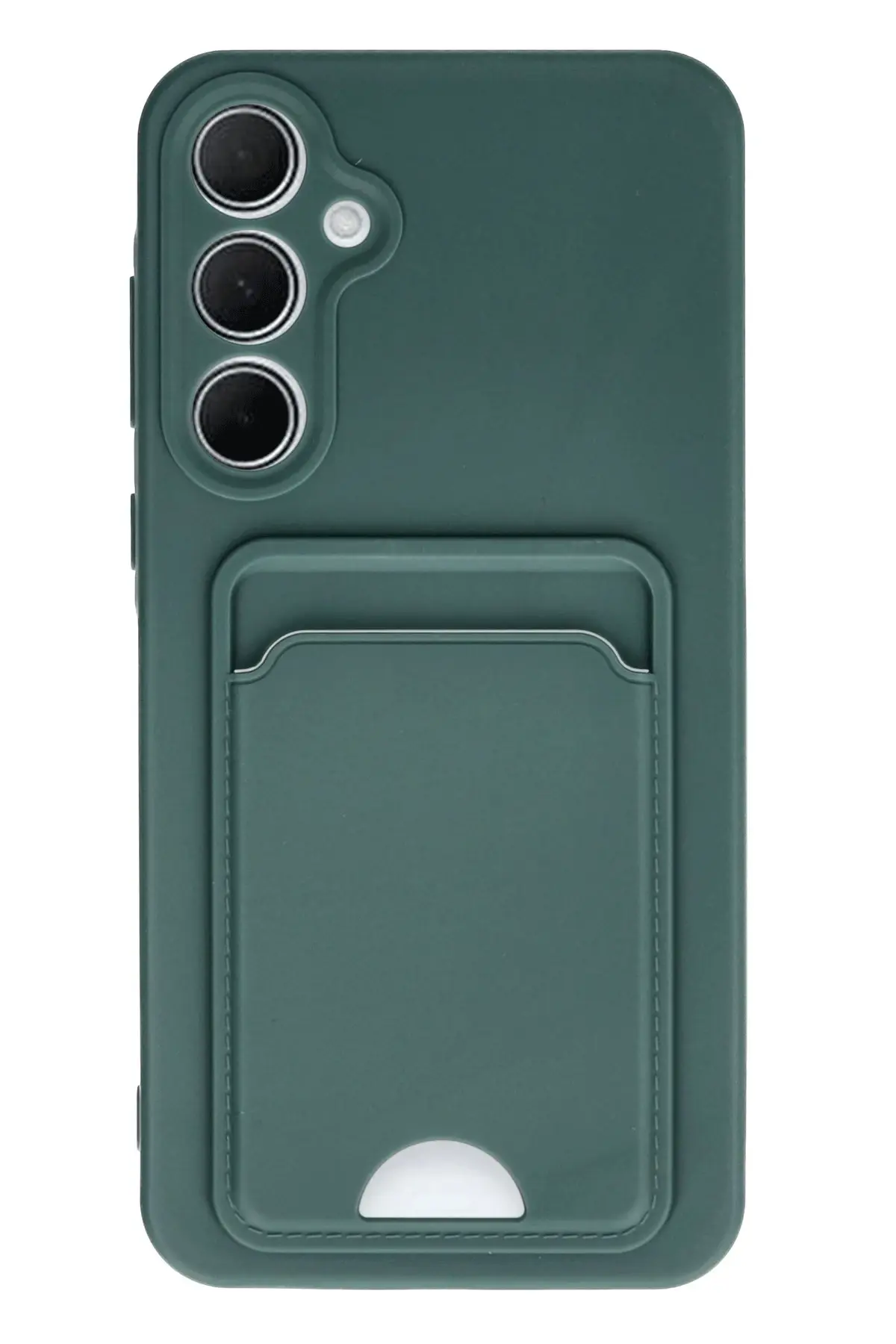 Newface Samsung Galaxy A35 5G Kılıf Kelvin Kartvizitli Silikon - Koyu Yeşil