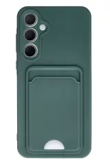 Newface Samsung Galaxy A35 5G Kılıf Kelvin Kartvizitli Silikon - Koyu Yeşil