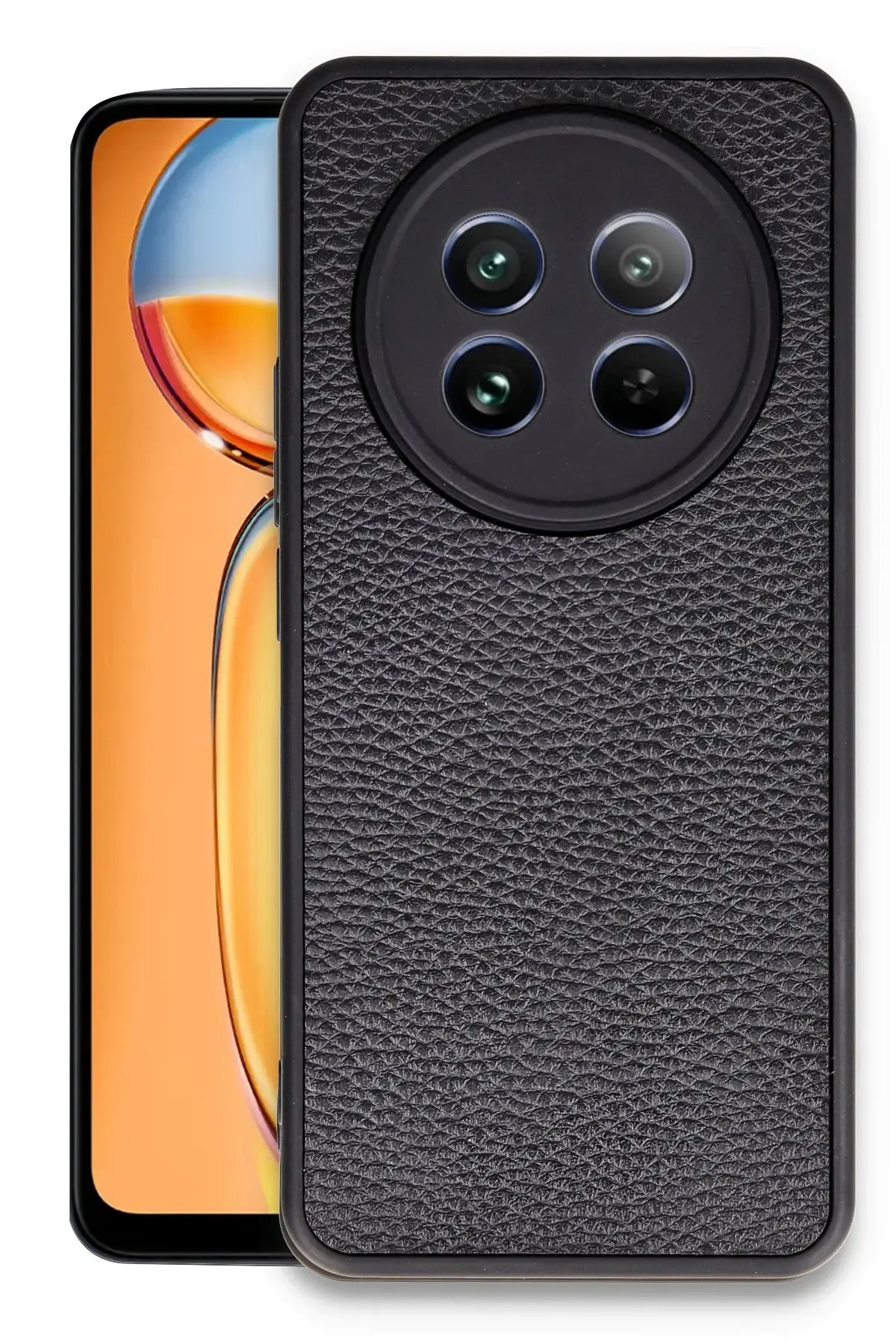 Newface Realme 12 5G Kılıf Aras Deri Kapak - Siyah