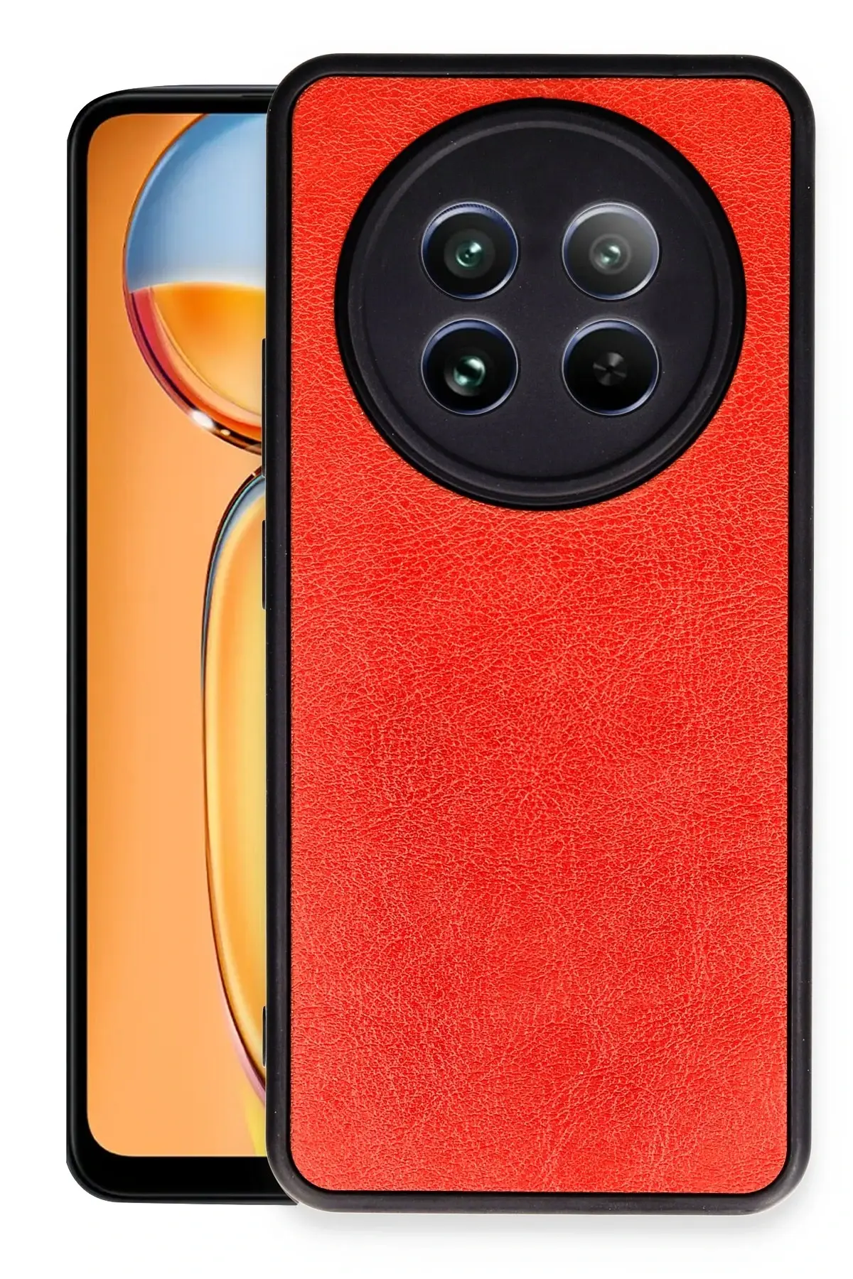 Newface Realme 12 5G Kılıf Aras Deri Kapak - Kırmızı