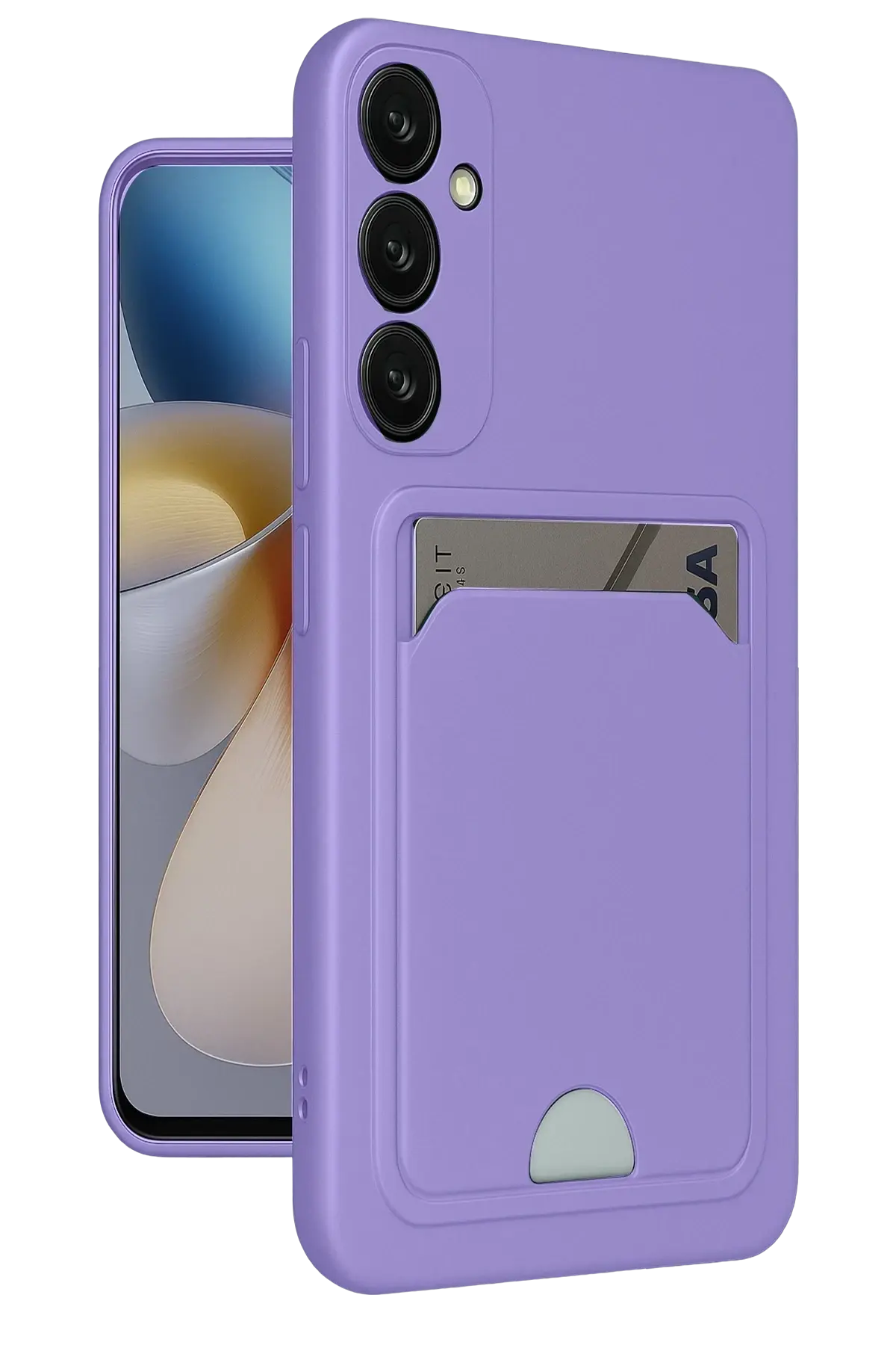 Newface Samsung Galaxy A55 5G Kılıf Kelvin Kartvizitli Silikon - Lila