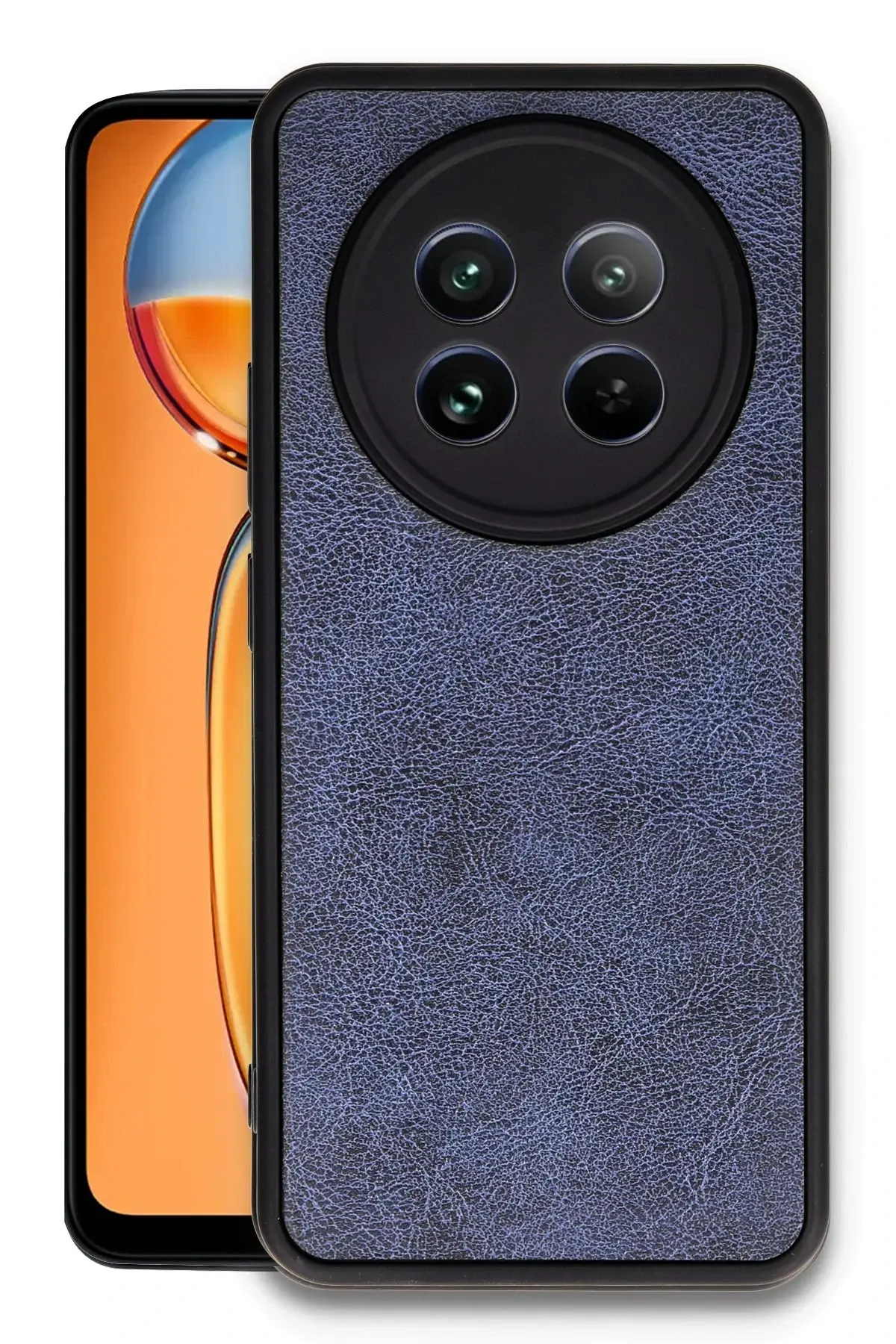 Newface Realme 12 5G Kılıf Aras Deri Kapak - Lacivert