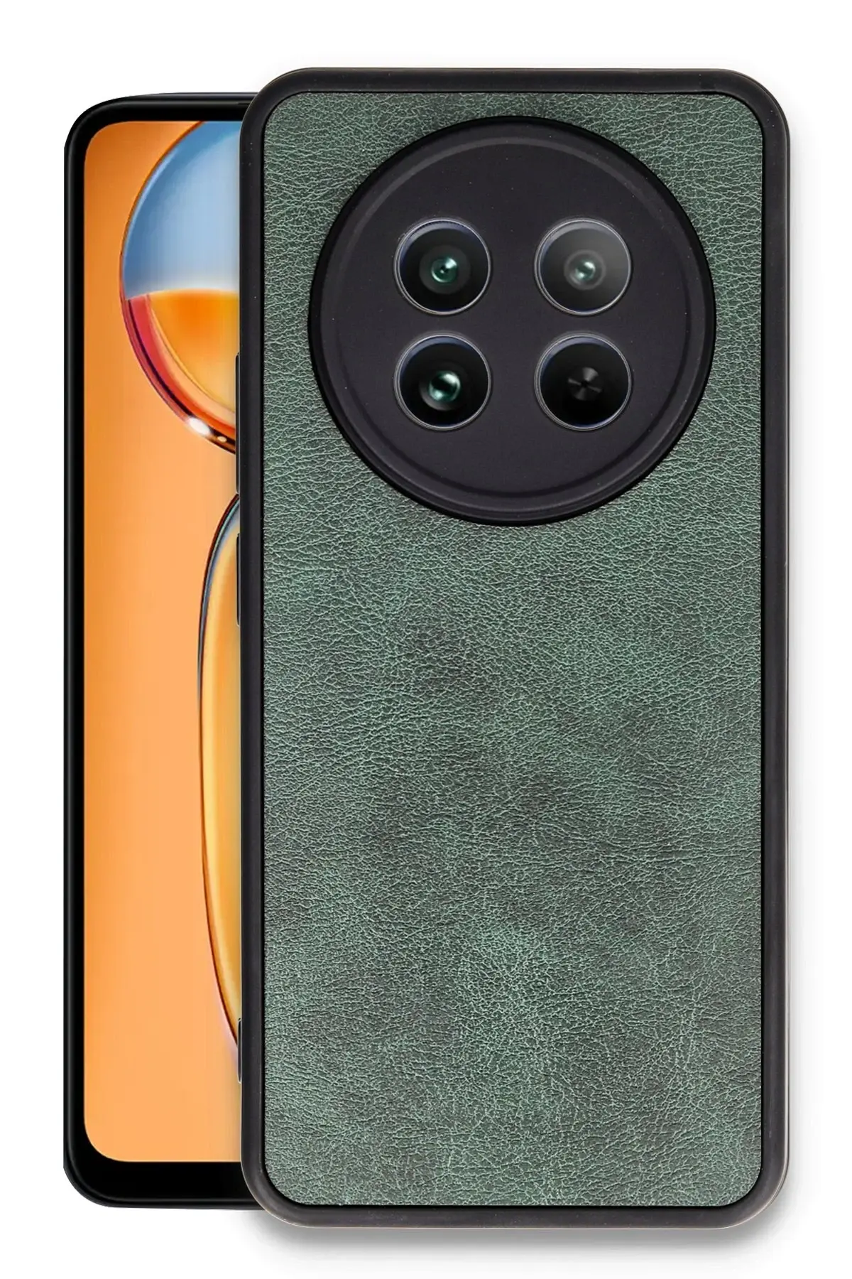 Newface Realme 12 5G Kılıf Aras Deri Kapak - Koyu Yeşil