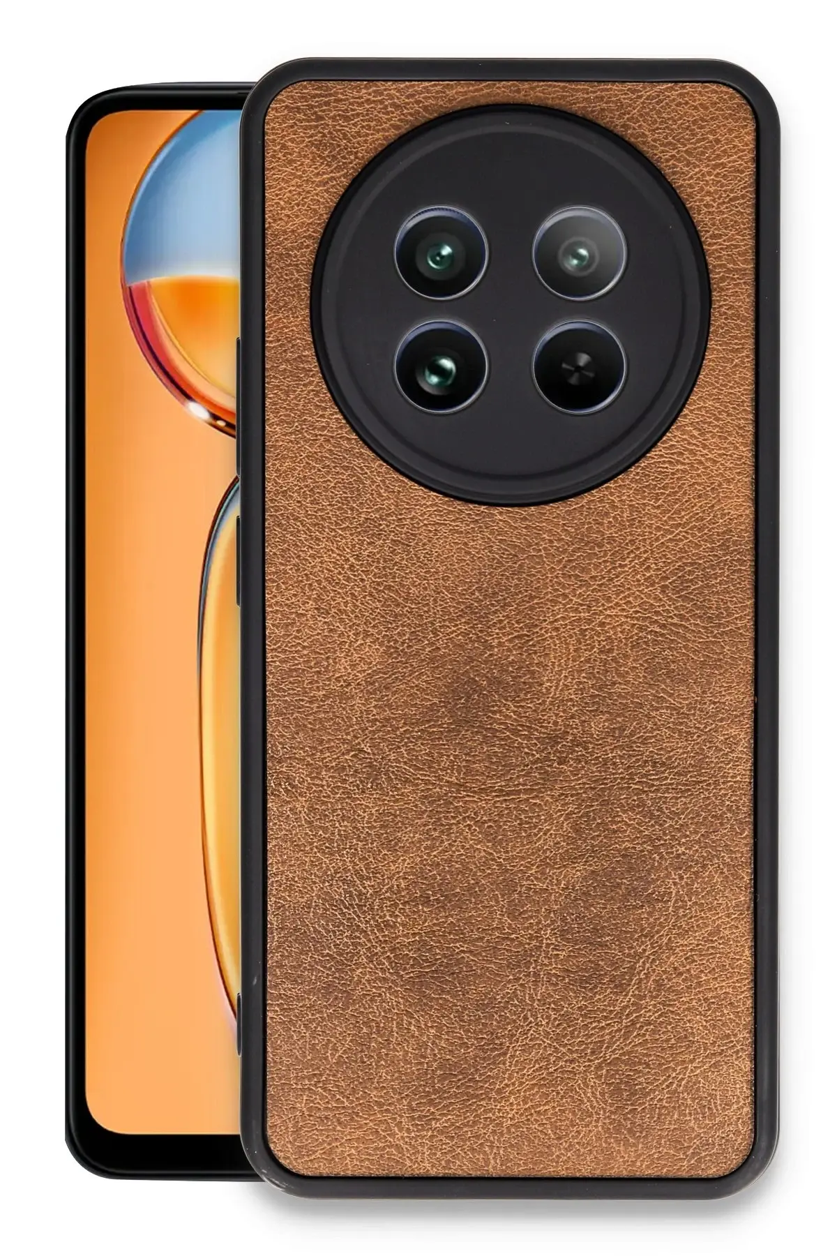 Newface Realme 12 5G Kılıf Aras Deri Kapak - Taba