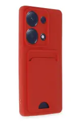 Newface Xiaomi Redmi Note 13 Pro 4G Kılıf Kelvin Kartvizitli Silikon - Kırmızı