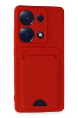 Newface Xiaomi Redmi Note 13 Pro 4G Kılıf Kelvin Kartvizitli Silikon - Kırmızı