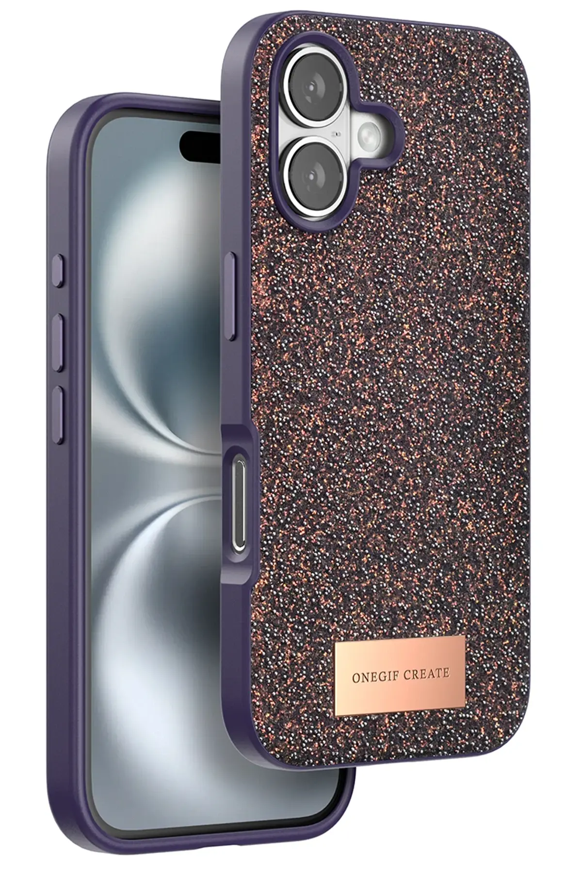 Onegif iPhone 16 Bright Simli Kapak - Derin Mor