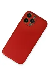 Newface iPhone 13 Pro Kılıf Coco Deri Silikon Kapak - Kırmızı