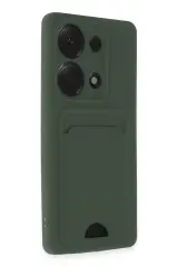 Newface Xiaomi Redmi Note 13 Pro 4G Kılıf Kelvin Kartvizitli Silikon - Koyu Yeşil