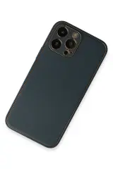 Newface iPhone 13 Pro Kılıf Coco Deri Silikon Kapak - Mavi