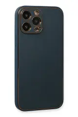 Newface iPhone 13 Pro Kılıf Coco Deri Silikon Kapak - Mavi