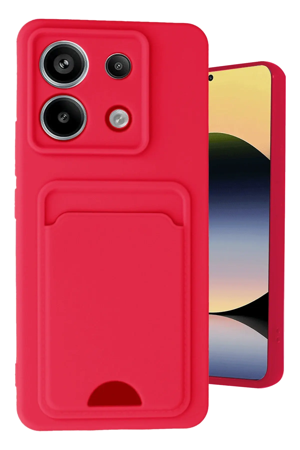 Newface Xiaomi Redmi Note 13 Pro 5G Kılıf Kelvin Kartvizitli Silikon - Kırmızı