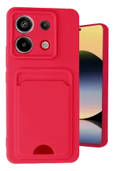 Newface Xiaomi Redmi Note 13 Pro 5G Kılıf Kelvin Kartvizitli Silikon - Kırmızı