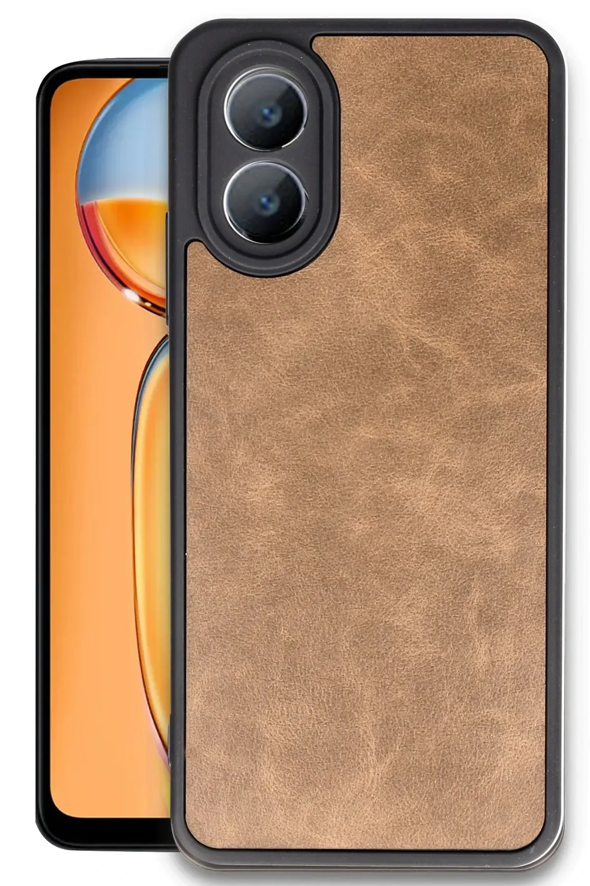 Newface Oppo A38 Kılıf Aras Deri Kapak - Taba