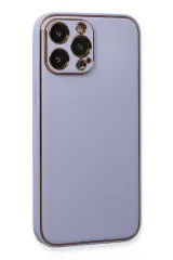 Newface iPhone 13 Pro Kılıf Coco Deri Silikon Kapak - Açık Lila