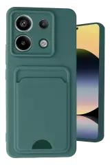 Newface Xiaomi Redmi Note 13 Pro 5G Kılıf Kelvin Kartvizitli Silikon - Koyu Yeşil