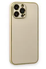 Newface iPhone 13 Pro Kılıf Coco Deri Silikon Kapak - Gold