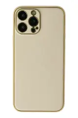 Newface iPhone 13 Pro Kılıf Coco Deri Silikon Kapak - Gold