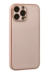 Newface iPhone 13 Pro Kılıf Coco Deri Silikon Kapak - Pudra