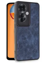 Newface Oppo Reno 11F Kılıf Aras Deri Kapak - Lacivert