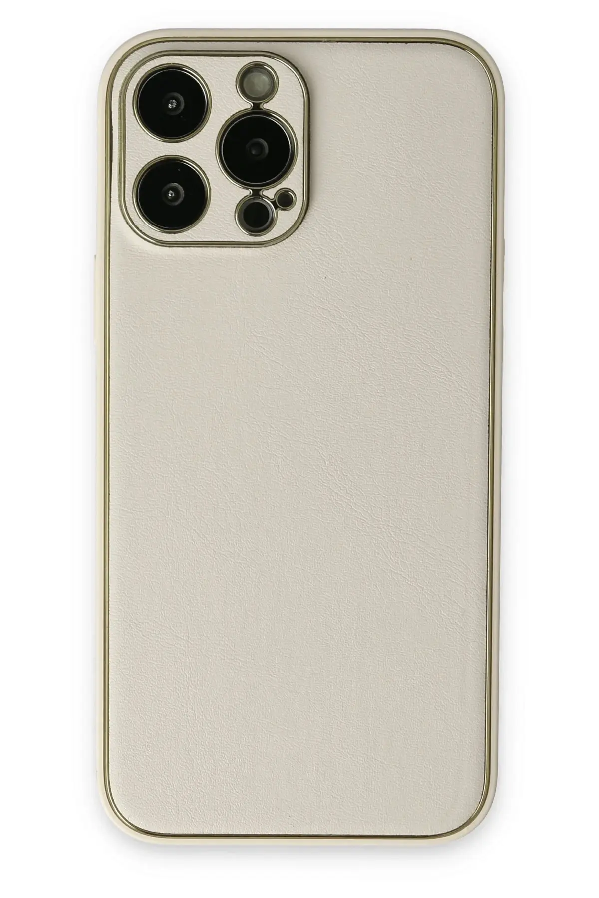 Newface iPhone 13 Pro Kılıf Coco Deri Silikon Kapak - Beyaz