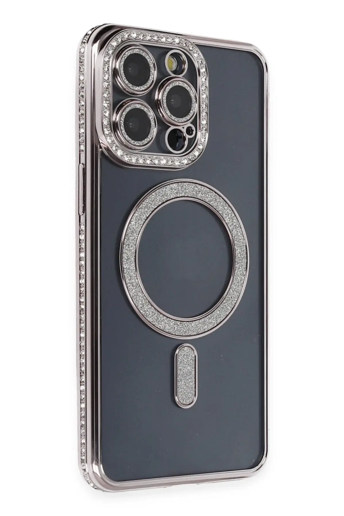 Newface iPhone 14 Pro Kılıf Joke Simli Magneticsafe Kılıf - Gri