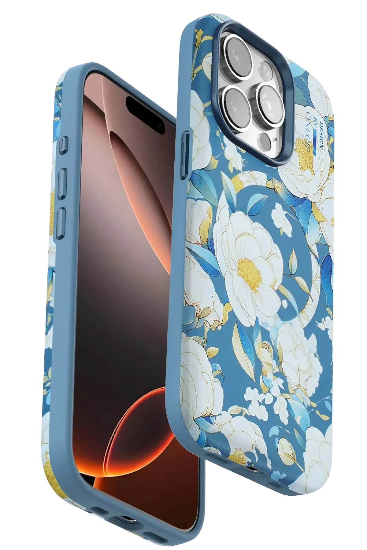 Onegif iPhone 14 Pro Flower Series Magsafe Kapak - Mavi